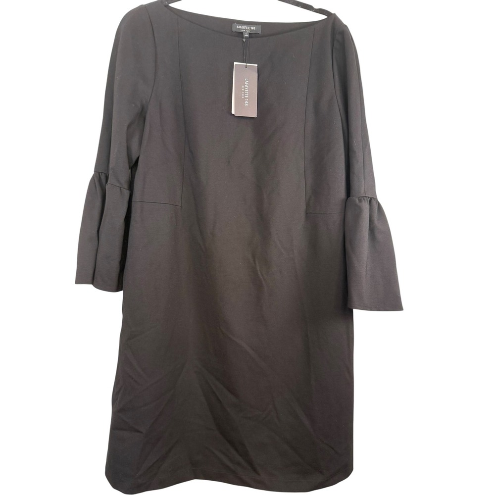 Lafayette 148 New York Marissa Bell Sleeve Dress Black Size L NWT
